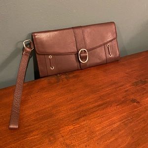 Kenneth Cole New York slim leather wallet / wristlet in Brown Leather